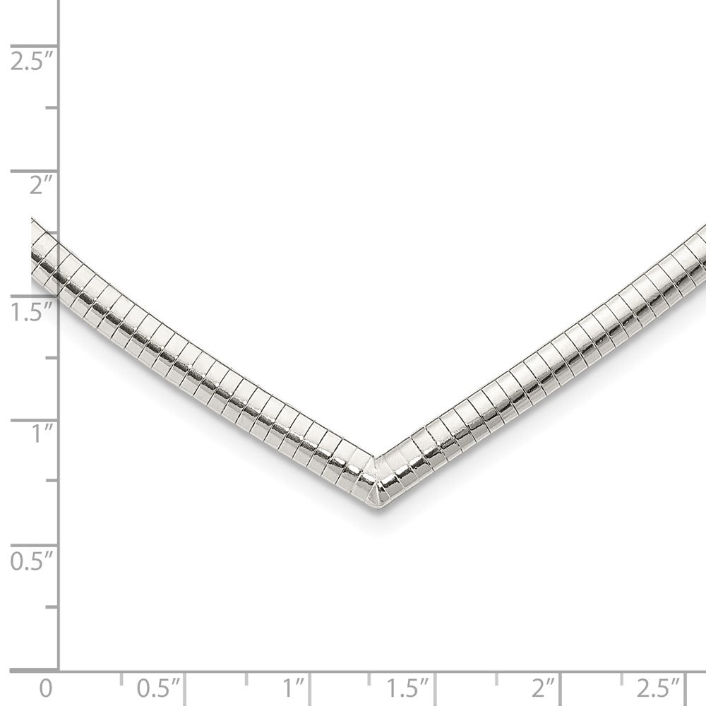 Sterling Silver 4mm Cubetto V-shaped Necklace 17 Inches