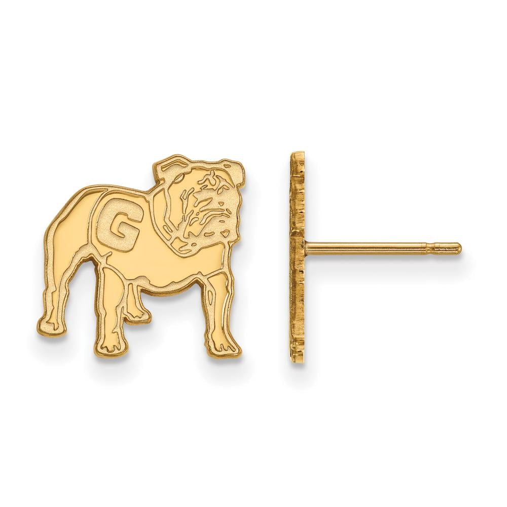 Sterling Silver Gold-plated LogoArt University of Georgia Bulldog Small Post Earrings Q-GP065UGA
