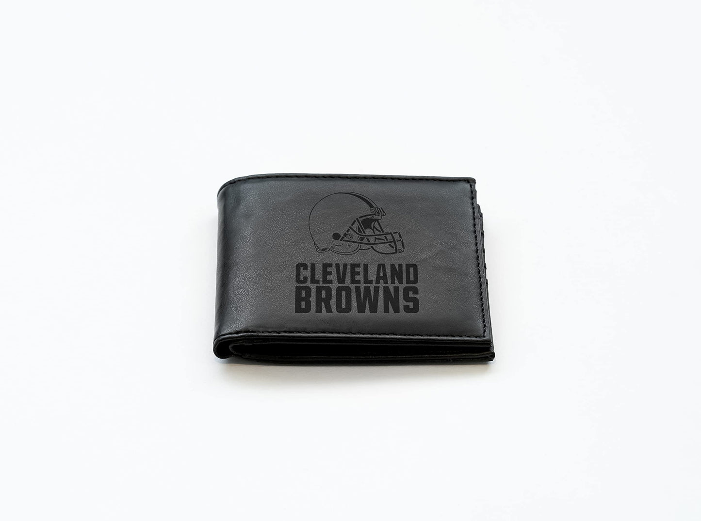 Rico Industries Football Cleveland Browns Black Laser Engraved Bill-fold Wallet - Slim Design - Great Gift