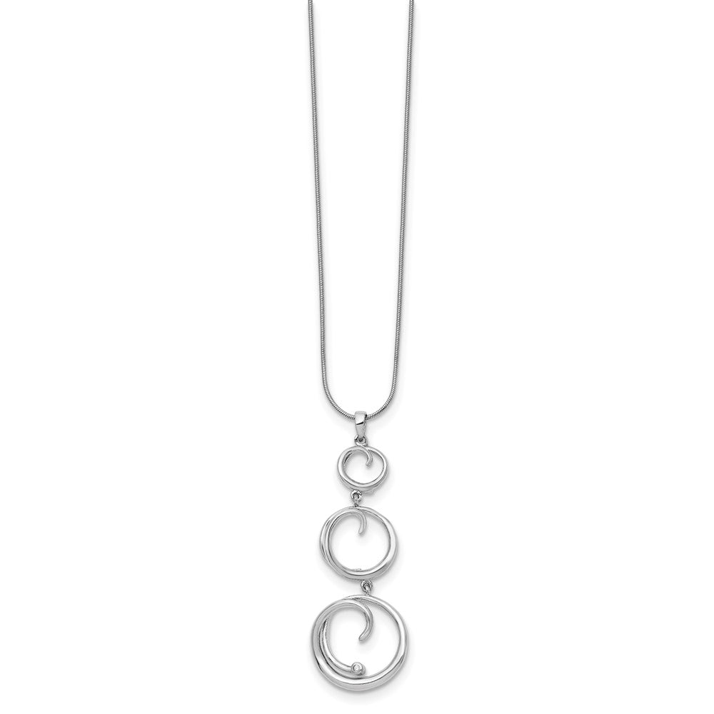 White Ice Sterling Silver Rhodium-plated 18 Inch Diamond Swirl Necklace with 2 Inch Extender 18 Inches