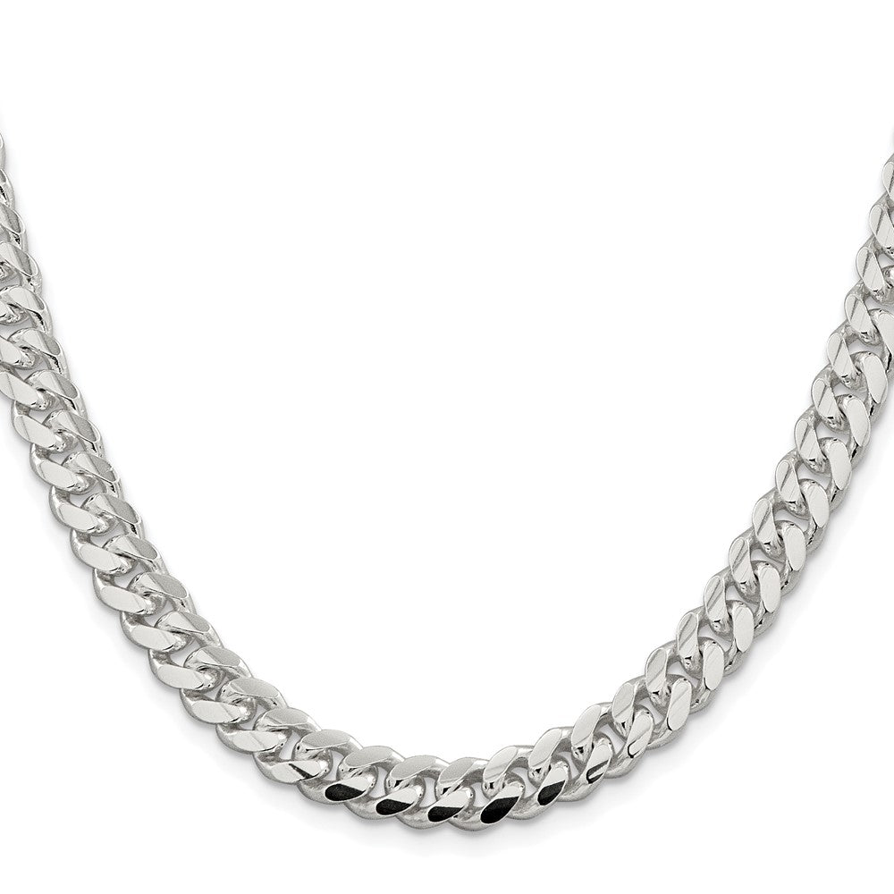 Sterling Silver Rhodium-plated 7.8mm Polished Domed Curb Chain