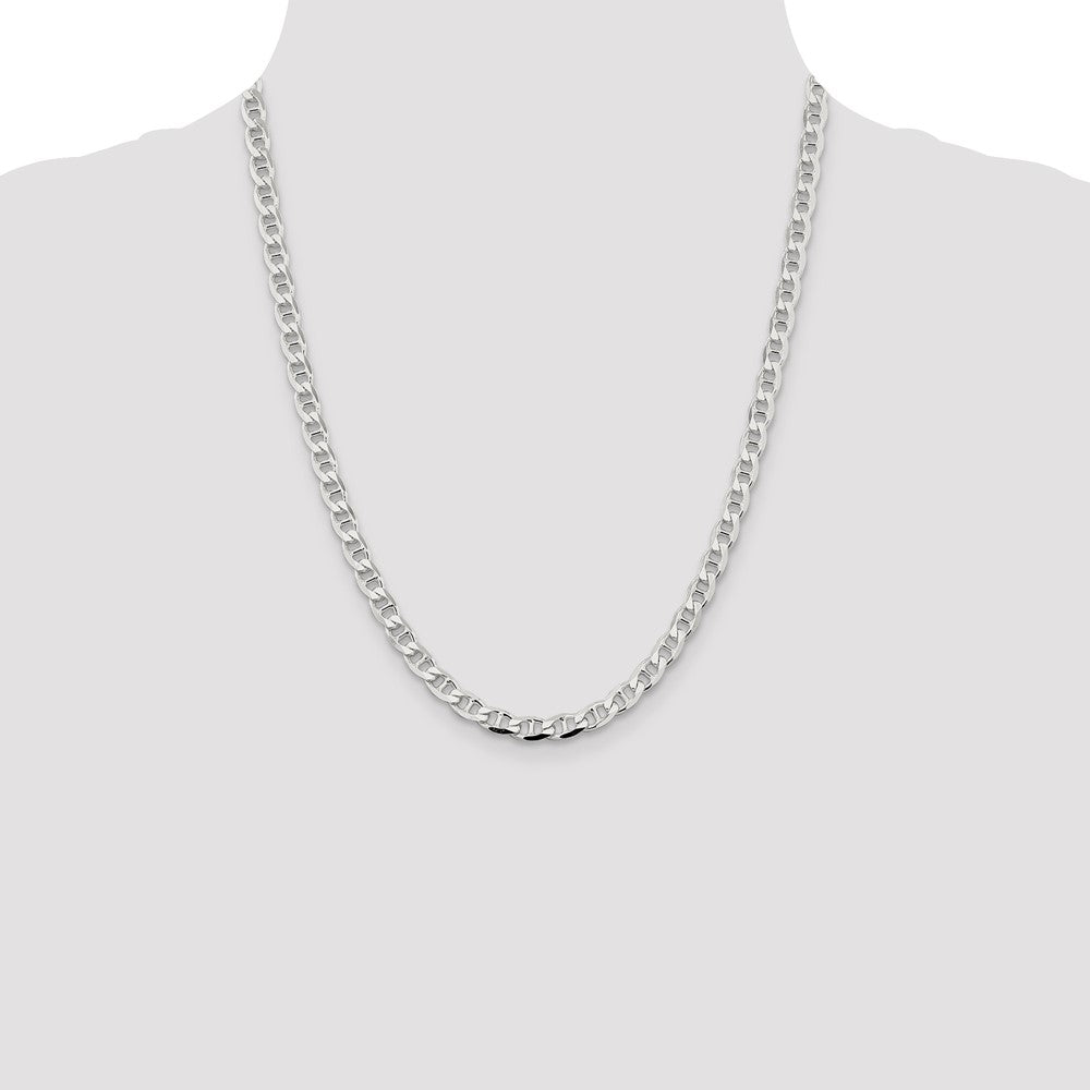 Sterling Silver 5.7mm D/C Flat Anchor Curb Chain 22 Inches