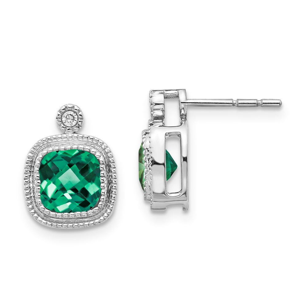 10kw Created Emerald & Diamond Earrings