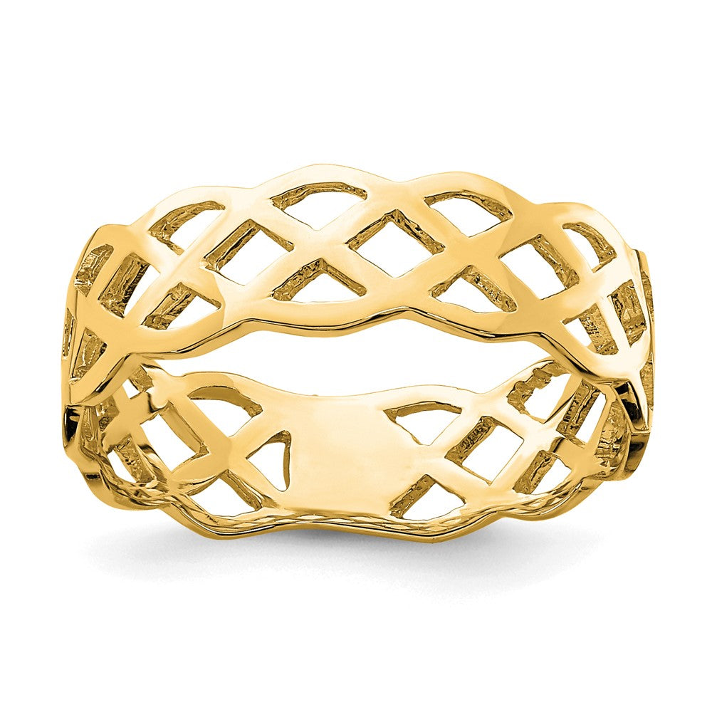 14K Polished Weave Ring Size 7