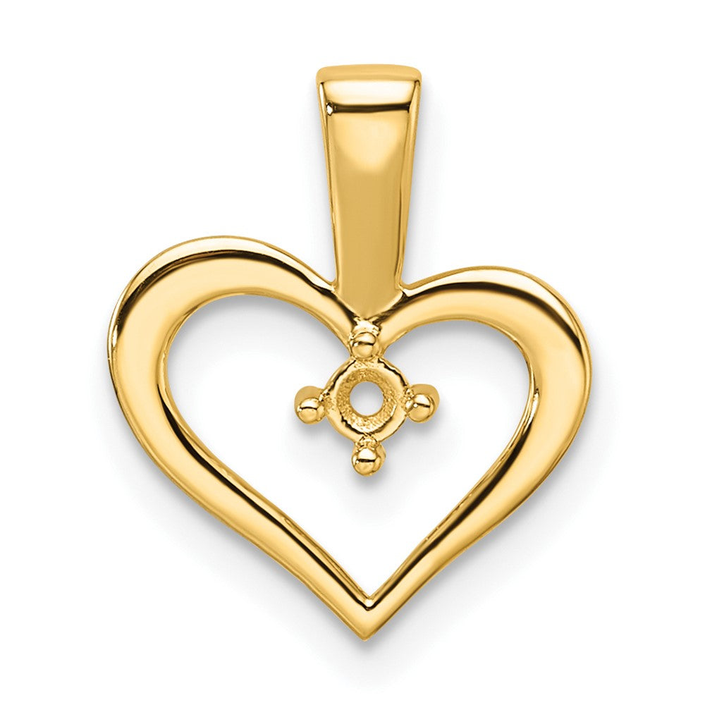 14k Holds 1-2.3mm Stone Heart Pendant Mounting