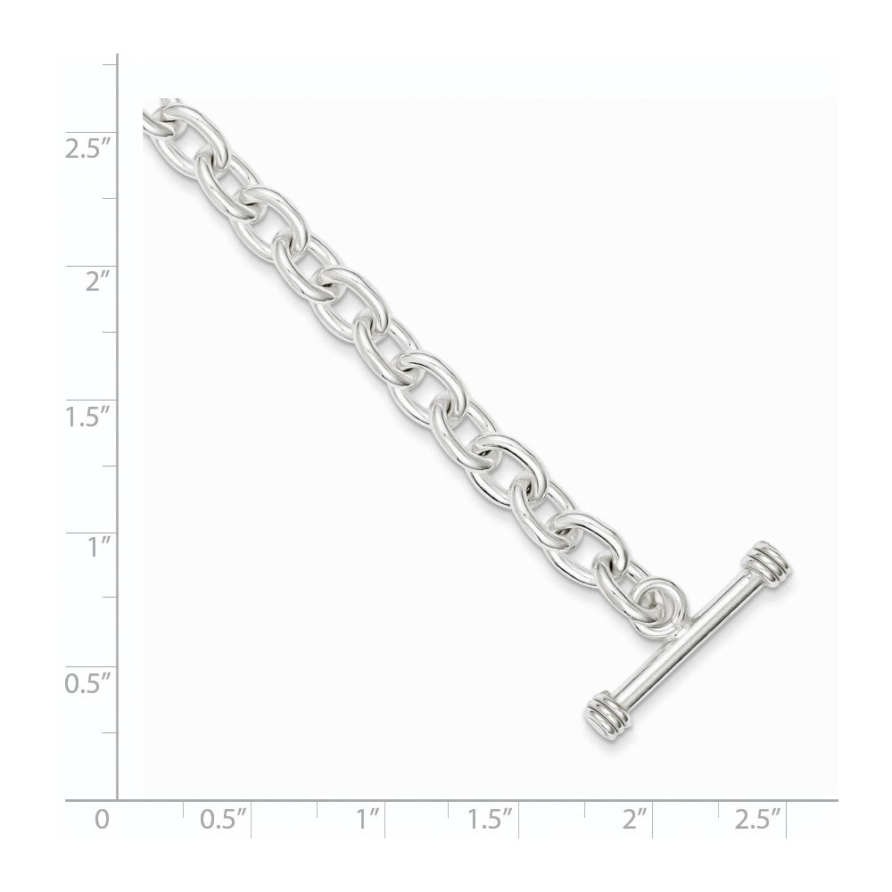 Sterling Silver 7.75inch Polished Fancy Link Toggle Bracelet 7.75 inches
