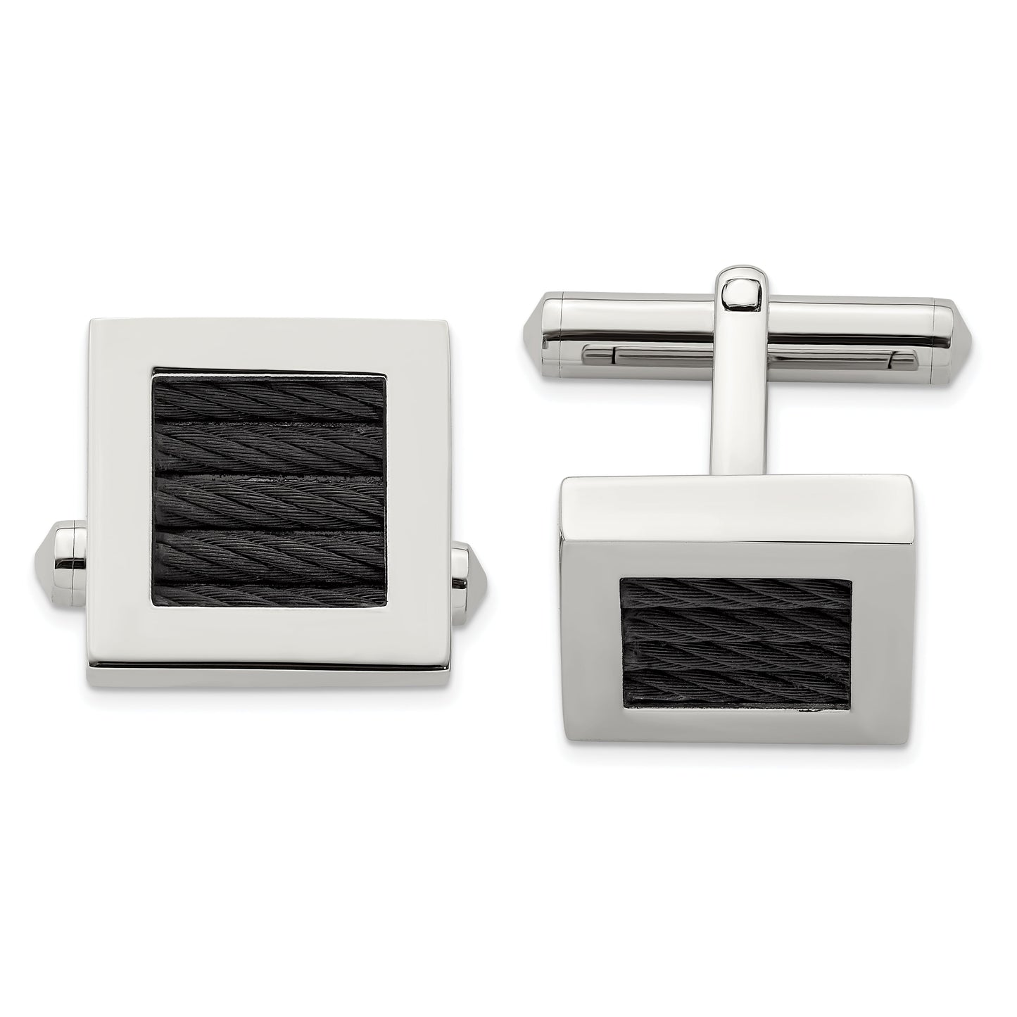Stainless Steel Polished Black IP-plated Wire Cuff Links