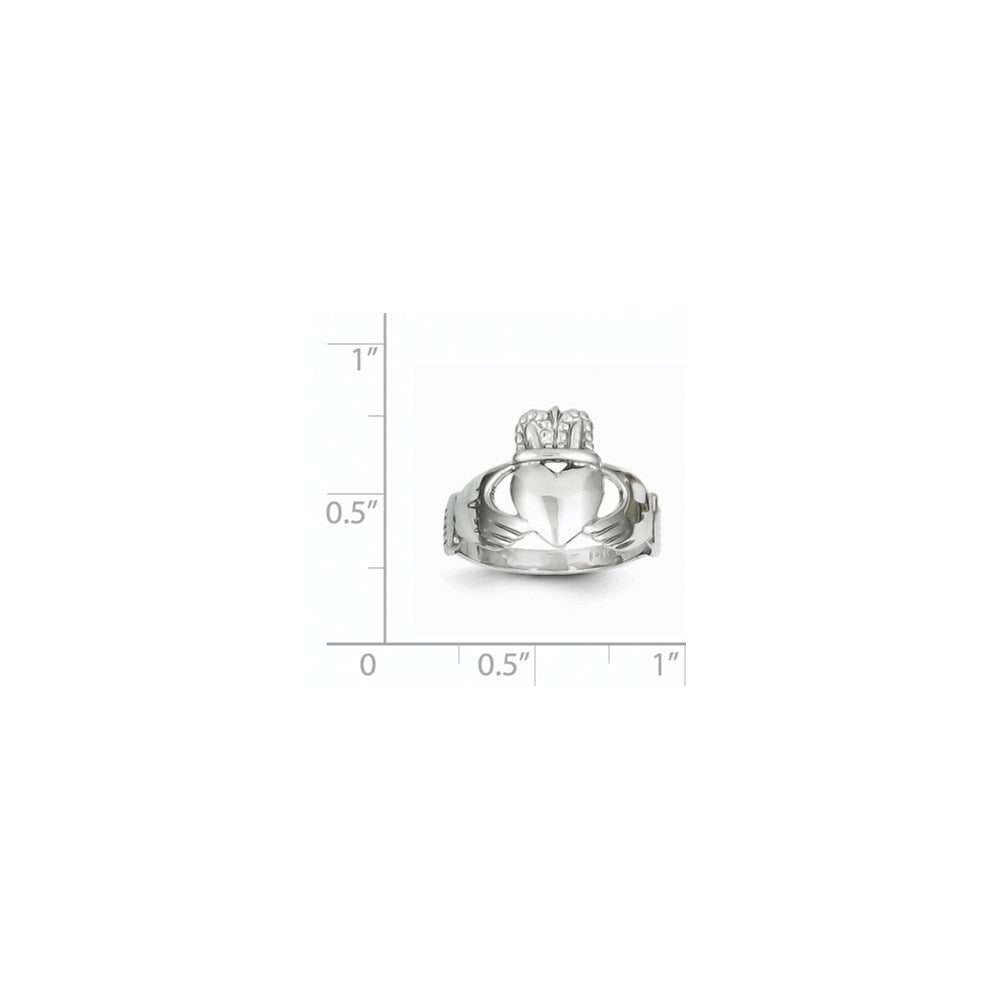 14k White Gold Ladies Claddagh Ring Size 5.5