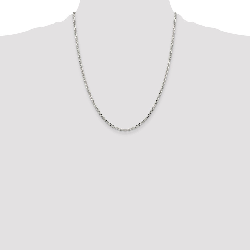 Sterling Silver 2.75mm Diamond-cut Forzantina Cable Chain 22 Inches