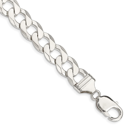 Sterling Silver 11.75mm Flat Curb Chain 9 inches