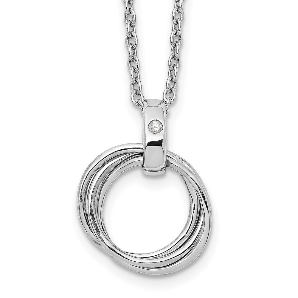 White Ice Sterling Silver Rhodium-plated 18 Inch Diamond Three Ring Necklace with 2 Inch Extender 18 Inches