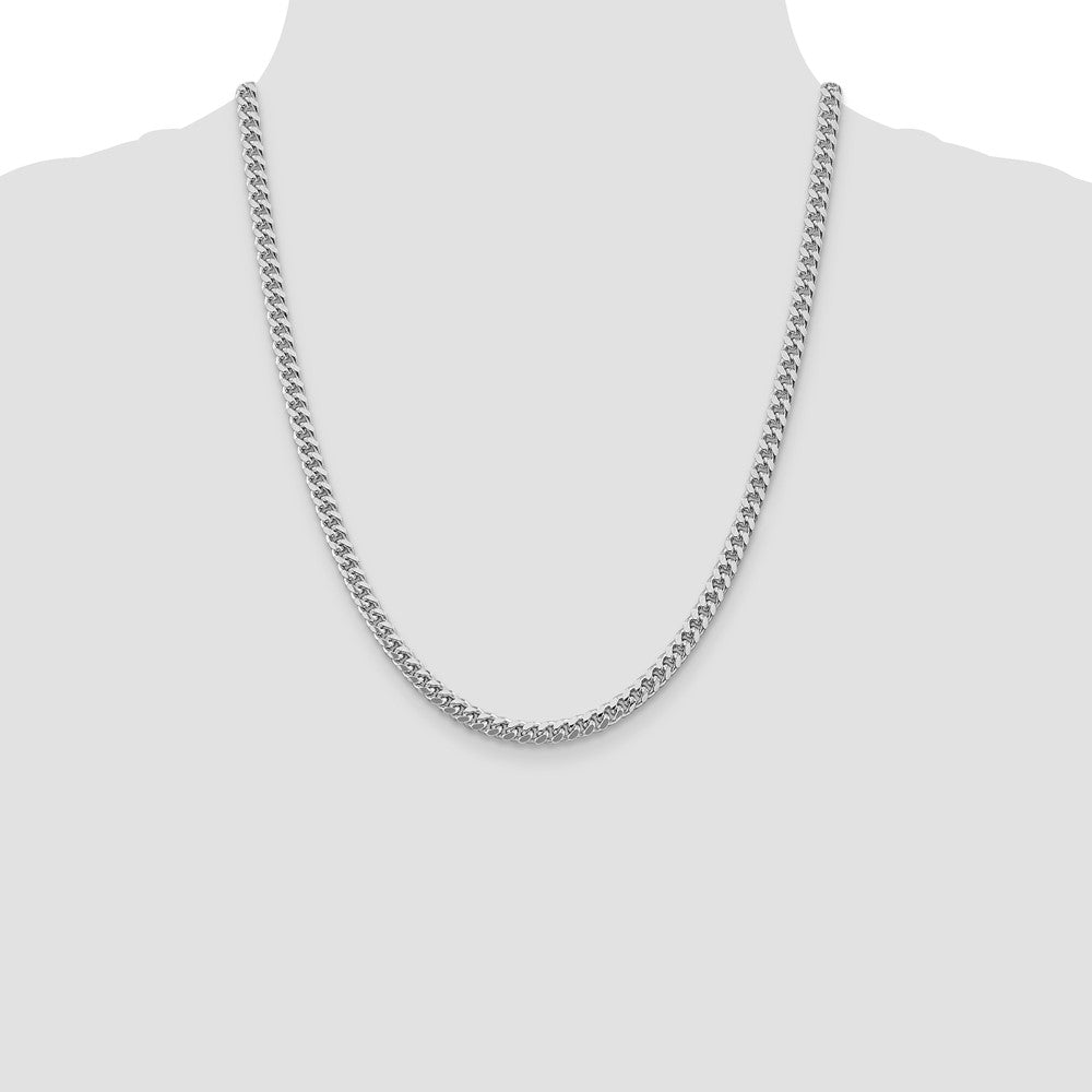 Sterling Silver Rhodium-plated 5mm Domed w/ Side D/C Curb Chain 22 Inches