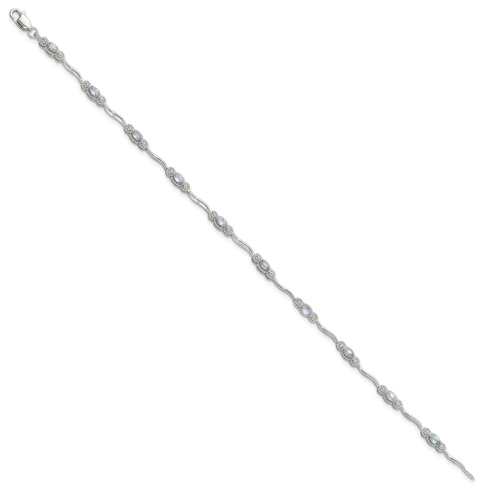 Stering Silver Rhodium-plated Polished Tanzanite 7.5 inch Bracelet 7.5 inches