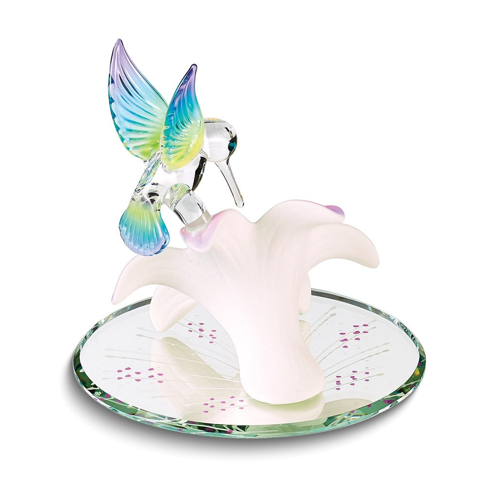 Glass Baron Lavender Lily with a Hummingbird Figurine