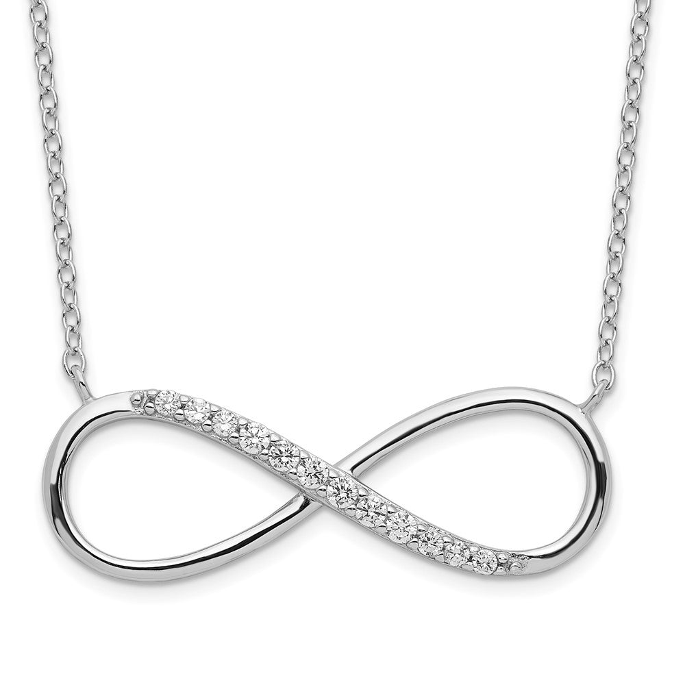 Sterling Silver Rhodium-plated with CZ Infinity w/ 2 IN EXT Necklace 16 Inches