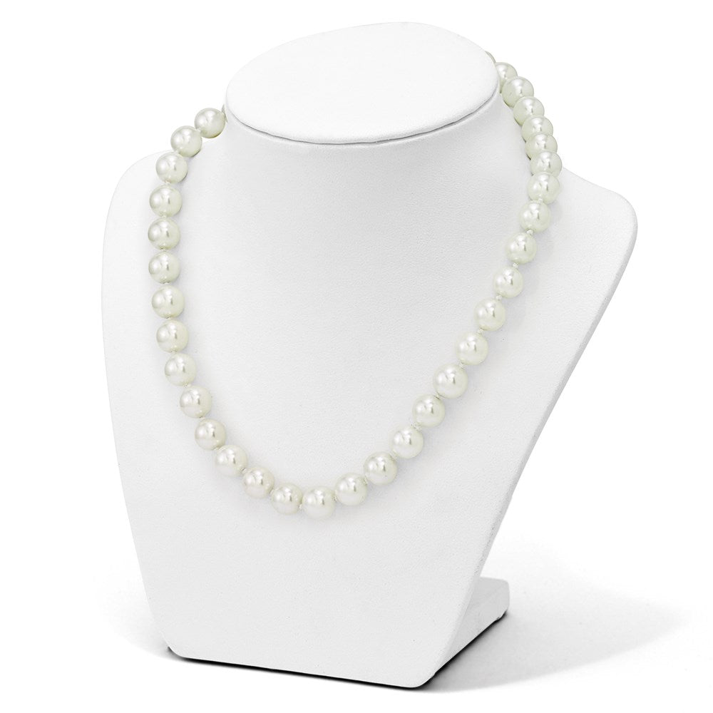 Majestik Sterling Silver Rhodium-plated 10-11mm White Imitation Shell Pearl Hand-knotted Necklace 18 Inches