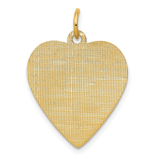 14k Patterned .018 Gauge Engravable Heart Disc Charm
