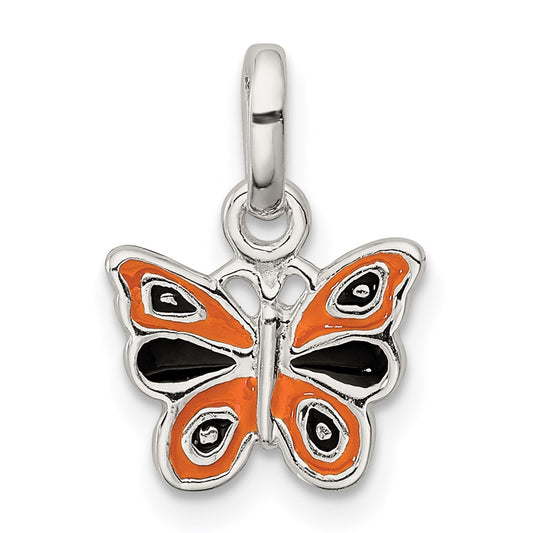 Sterling Silver Enamel Kid's Butterfly Pendant