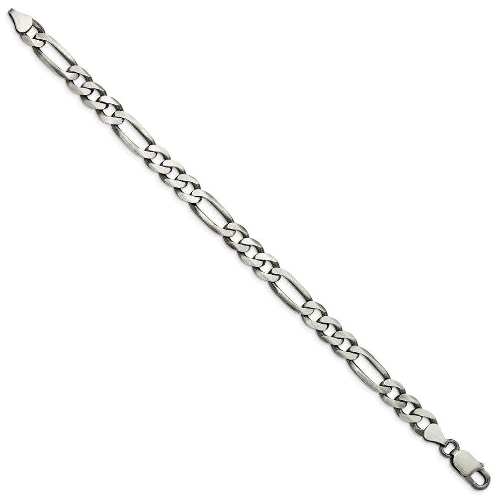 Sterling Silver Antiqued 7.5mm Figaro Chain 9 inches