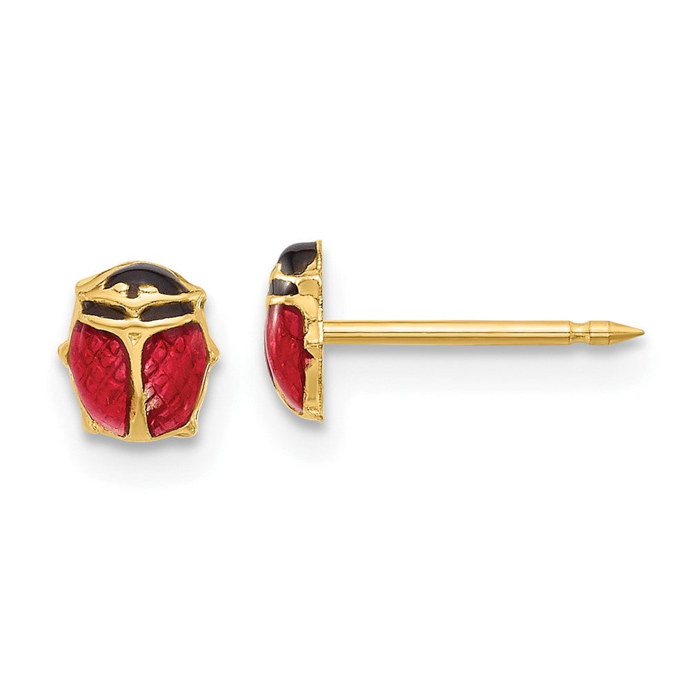 Inverness 14K Polished Red and Black Enameled Ladybug Post Piercing Earrings