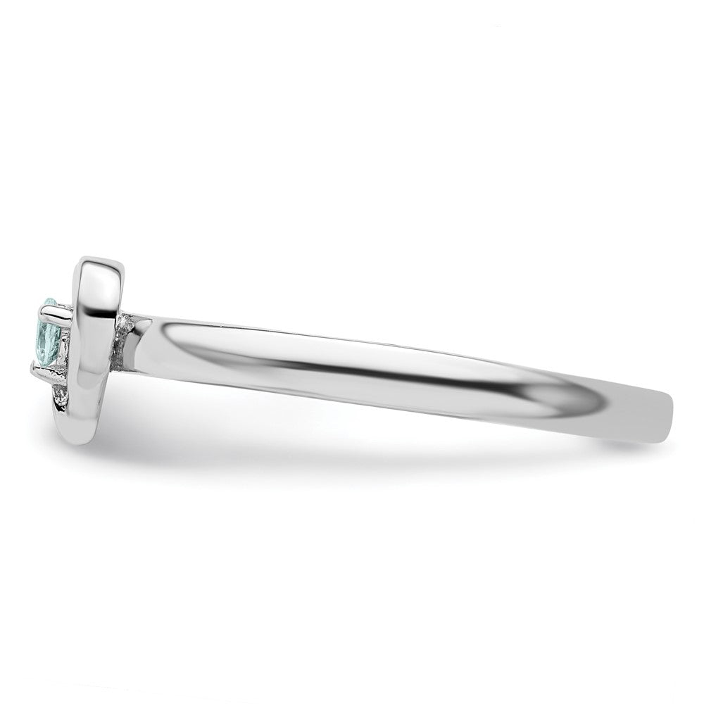 Sterling Silver Stackable Expressions Aquamarine Heart Ring Size -6