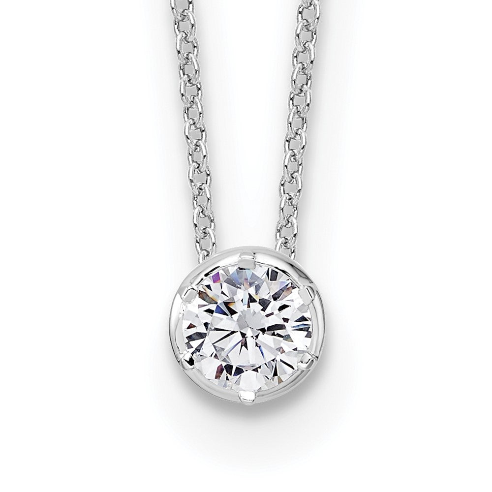 True Origin 14k White Gold 1/2 carat Lab Grown Diamond VS DEF 18 inch Solitaire Slide Necklace