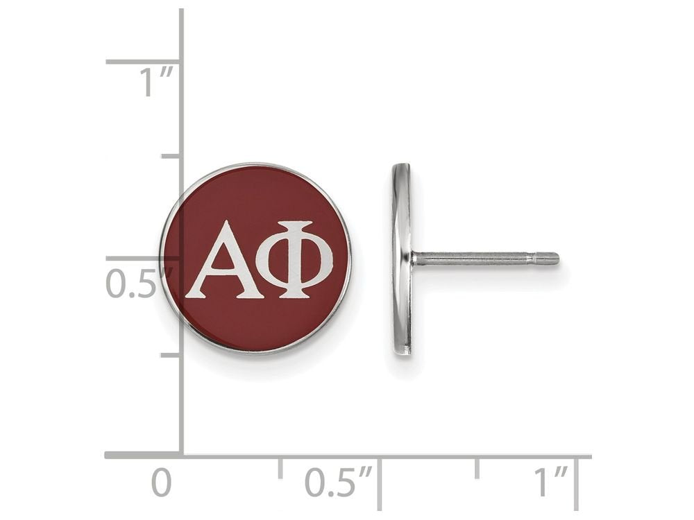 Sterling Silver LogoArt Official Licensed Greek Sororities Alpha Phi (??) Enameled Post Earrings