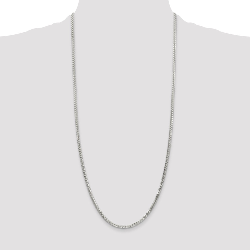 Sterling Silver 3.1mm D/C Square Franco Chain 30 Inches