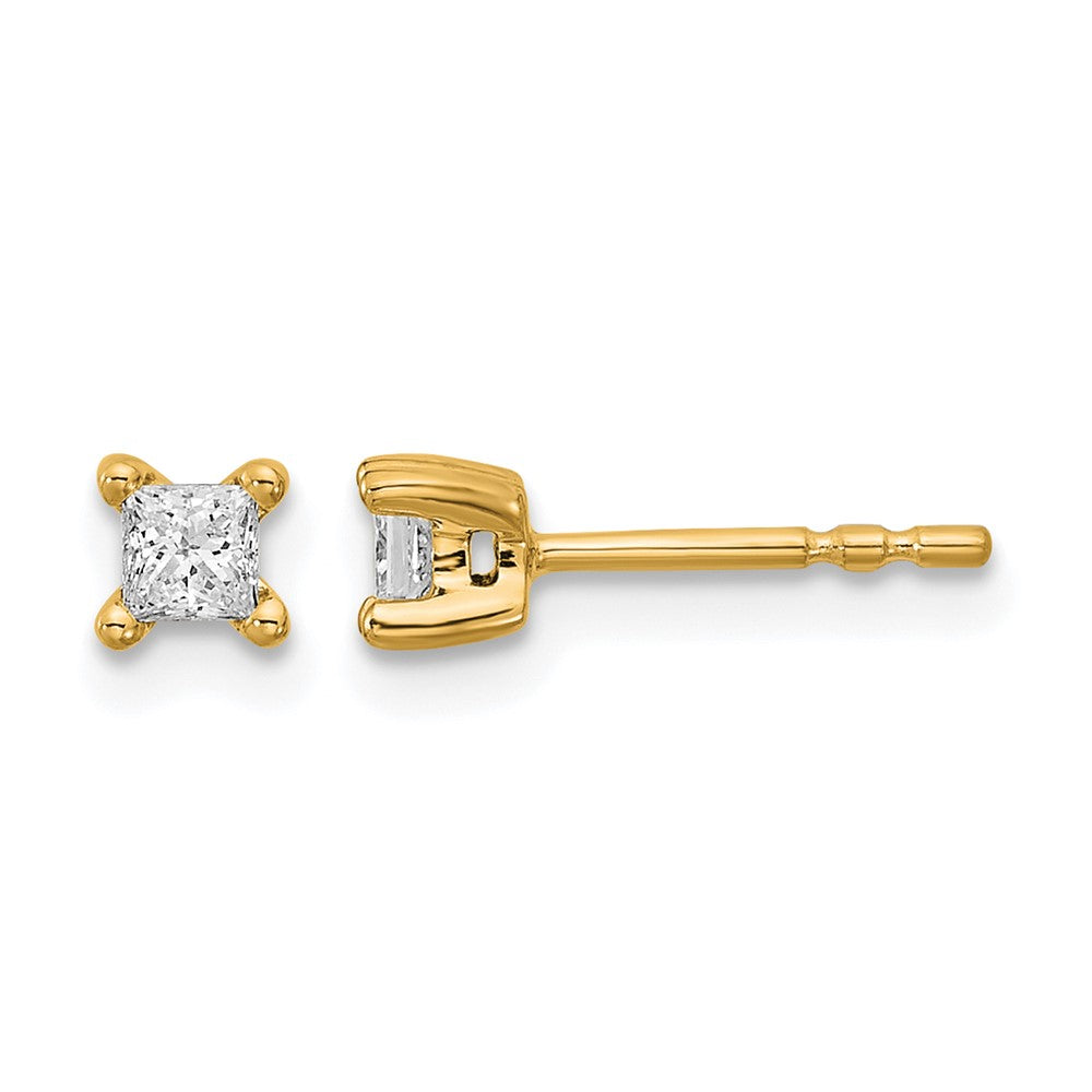 14k 1/4 carat Lab Grown Diamond VS/SI+ G+ Princess Complete Four Prong Stud Earrings