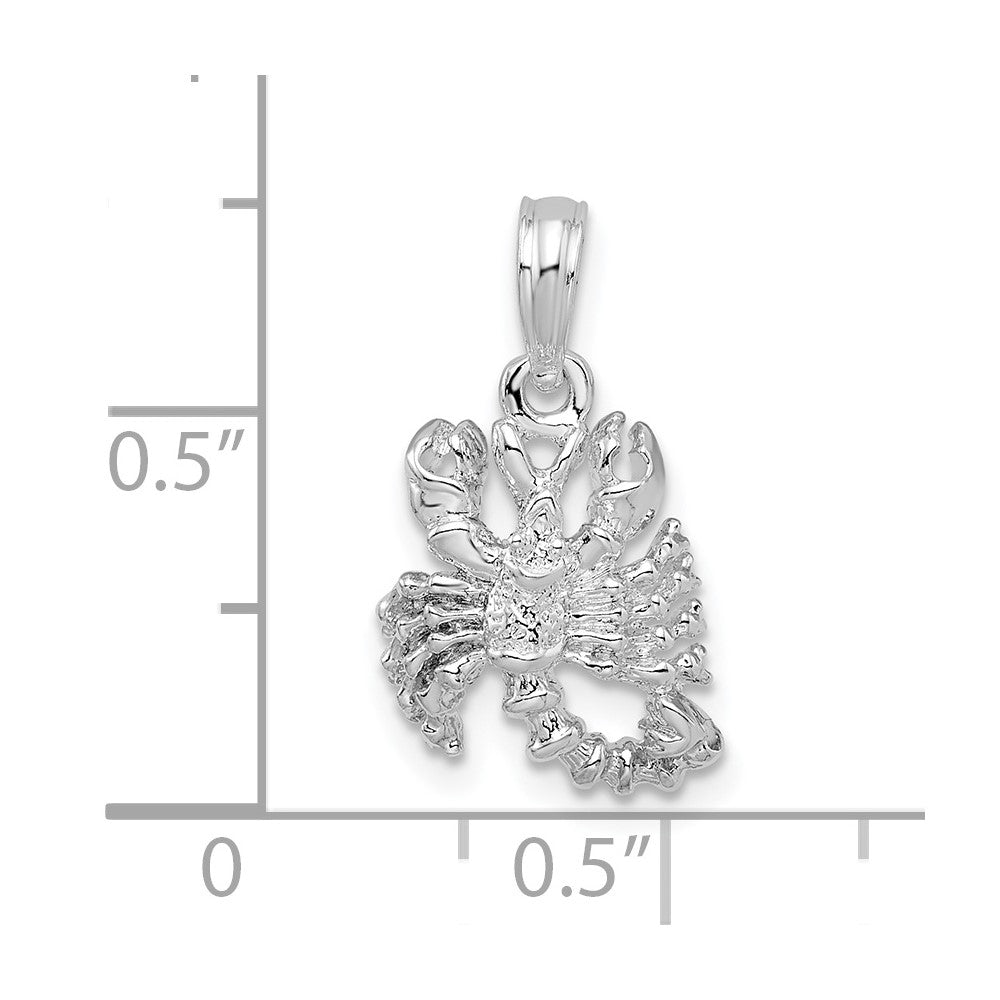 De-Ani Sterling Silver Rhodium-Plated Polished 3D Scorpio Zodiac Pendant