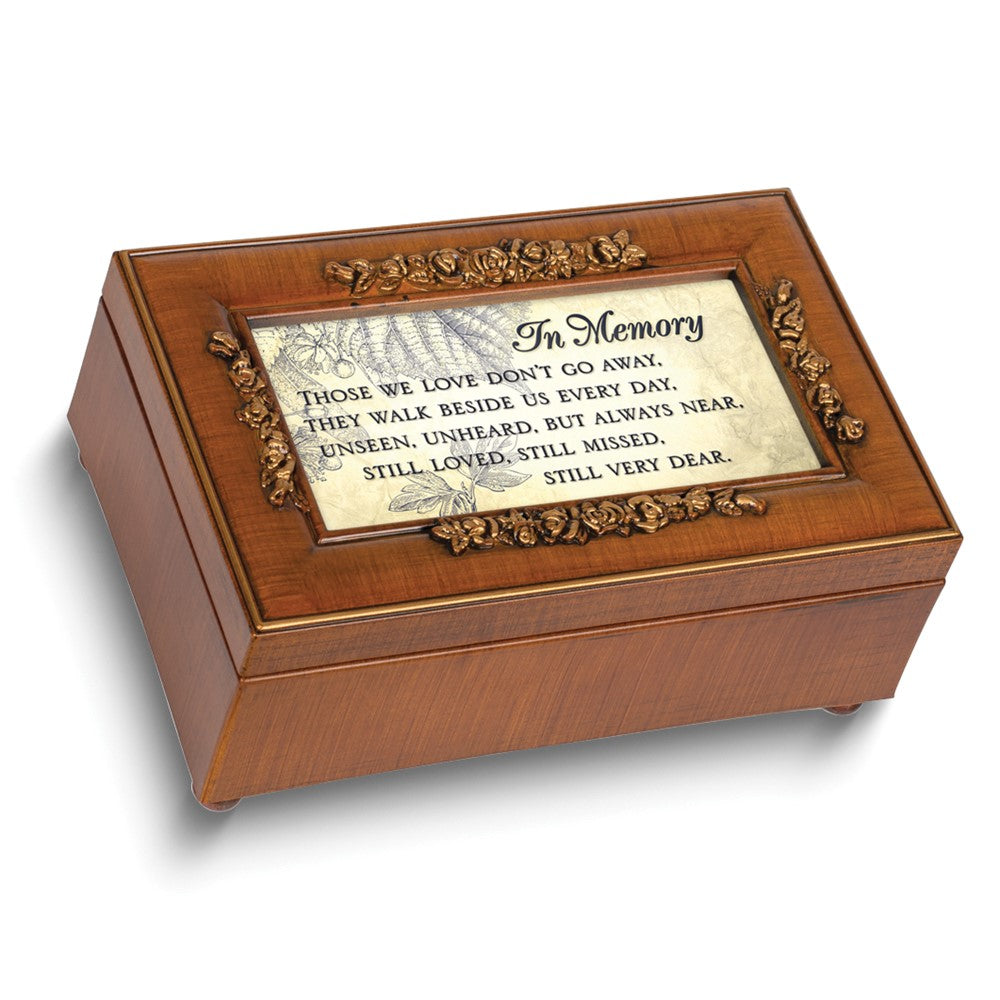 In Memory Wood Grain Finish Petite Music Box Plays Wind Beneath My Wing