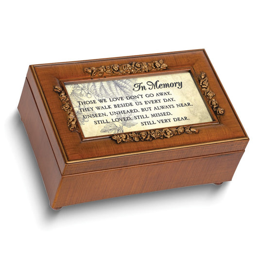 In Memory Wood Grain Finish Petite Music Box Plays Wind Beneath My Wing