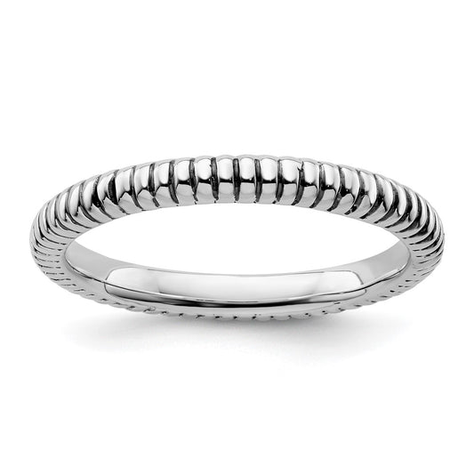 Sterling Silver Stackable Expressions Antiqued Ring Size -9