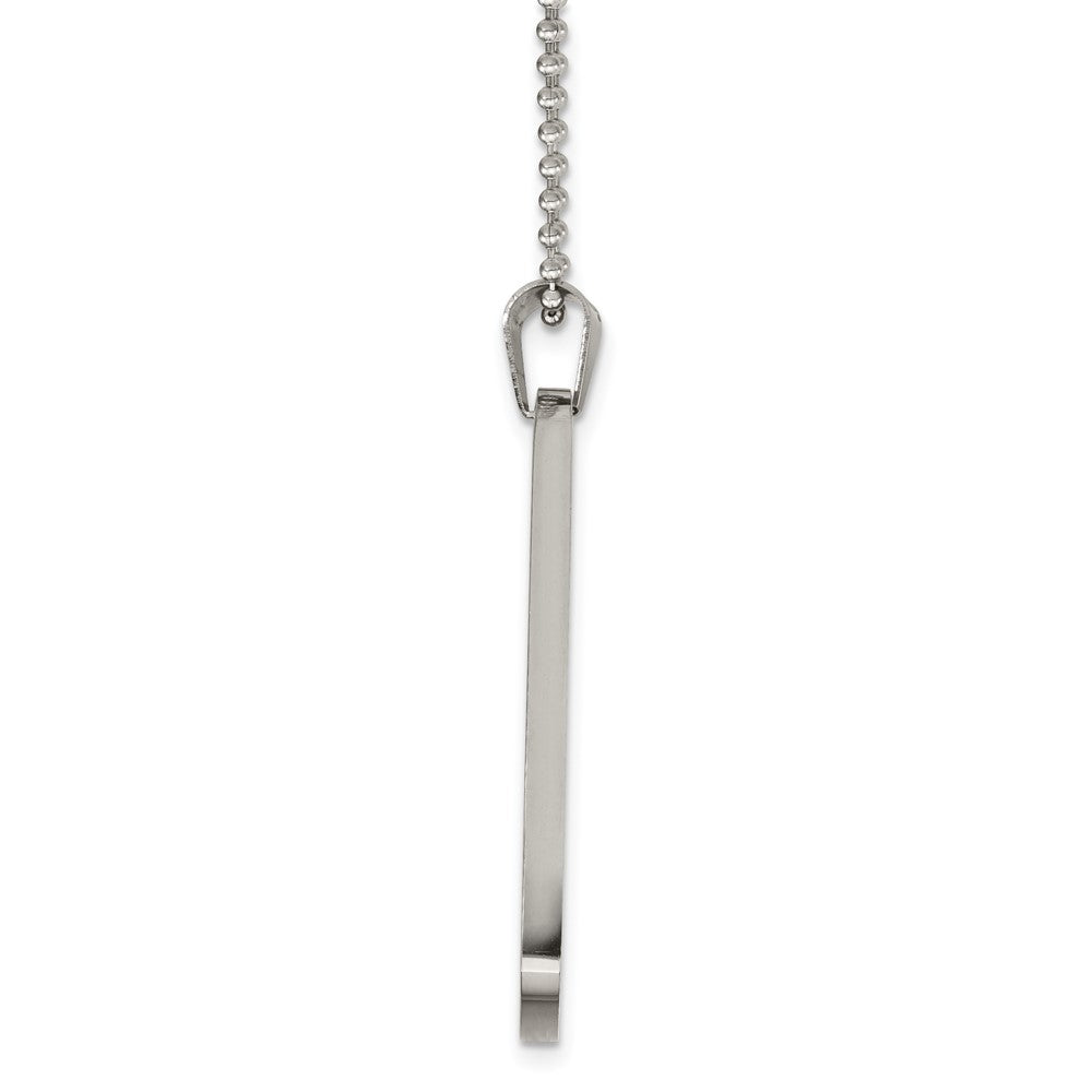 Stainless Steel Brushed & Polished Round Edge XLarge 4mm DogTag Necklace