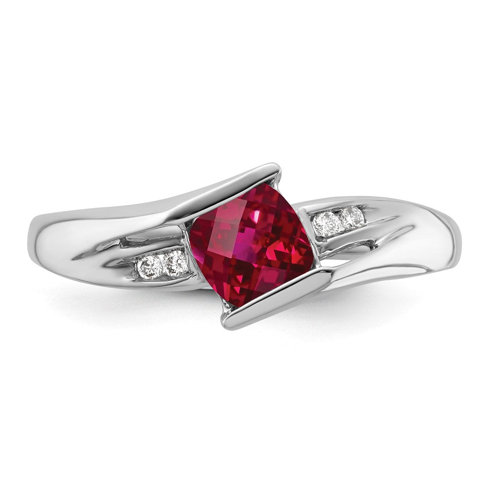 Sterling Silver CR Ruby & Diamond Ring
