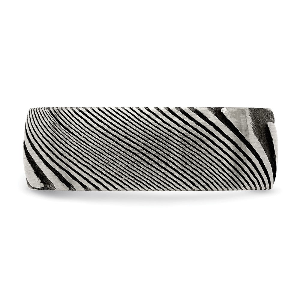 Damascus Steel Polished 8mm Band Size - 9.5