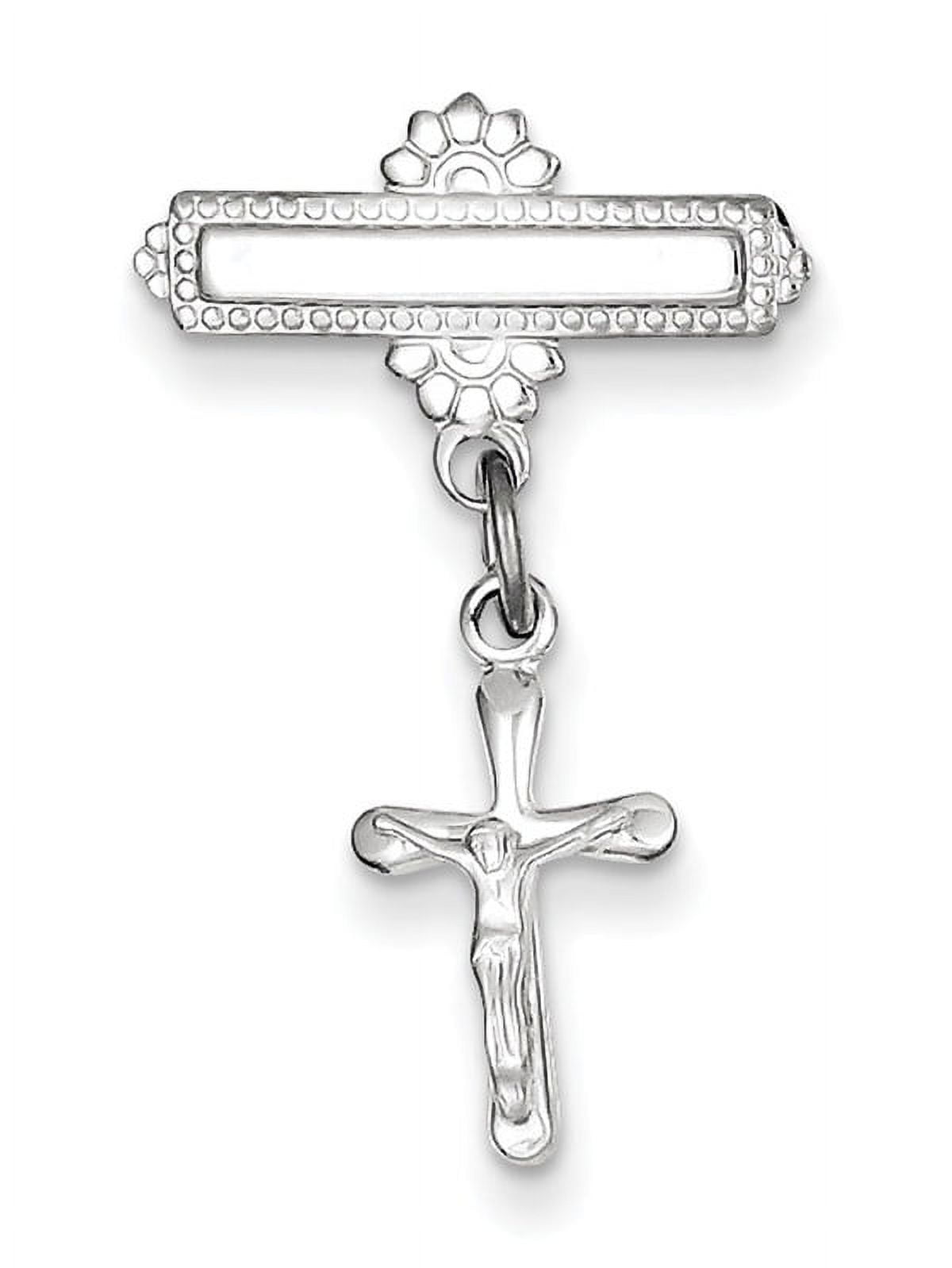 Sterling Silver Polished Crucifix Pin