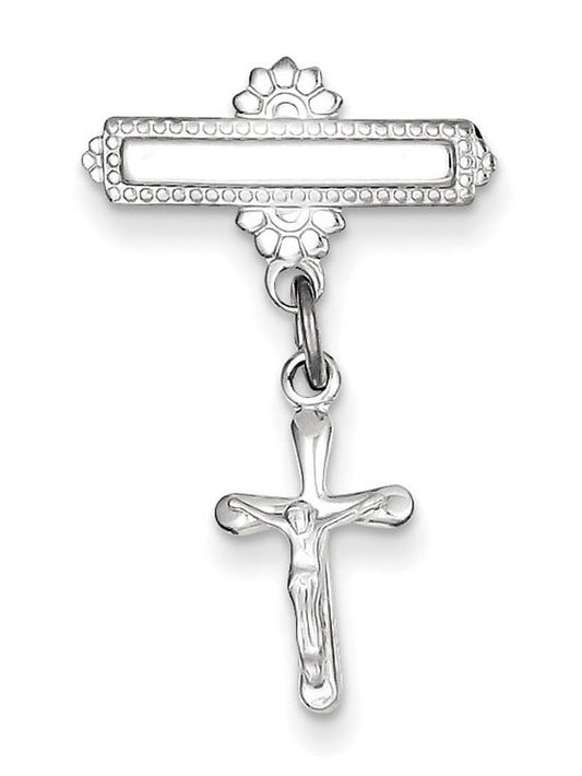 Sterling Silver Polished Crucifix Pin