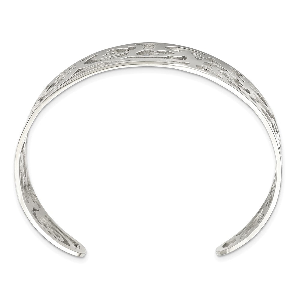 Stainless Steel Polished Fancy Cuff Bracelet 7 inches