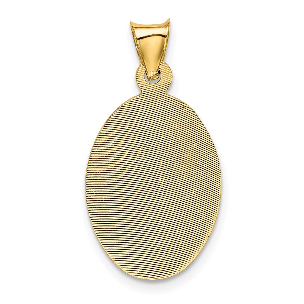 14K w/Rose and White Rhodium D/C  Baptism Oval Pendant