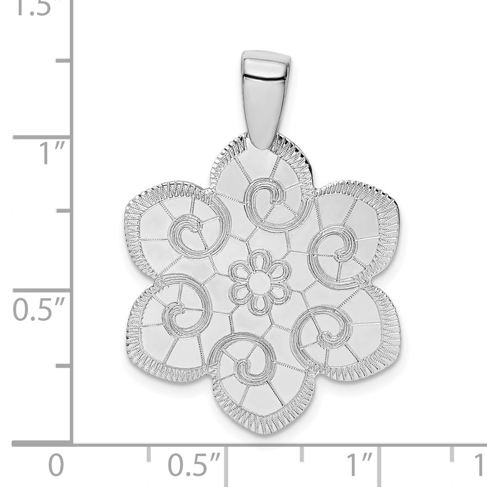 Sterling Silver Rhodium-plated Flower Pendant