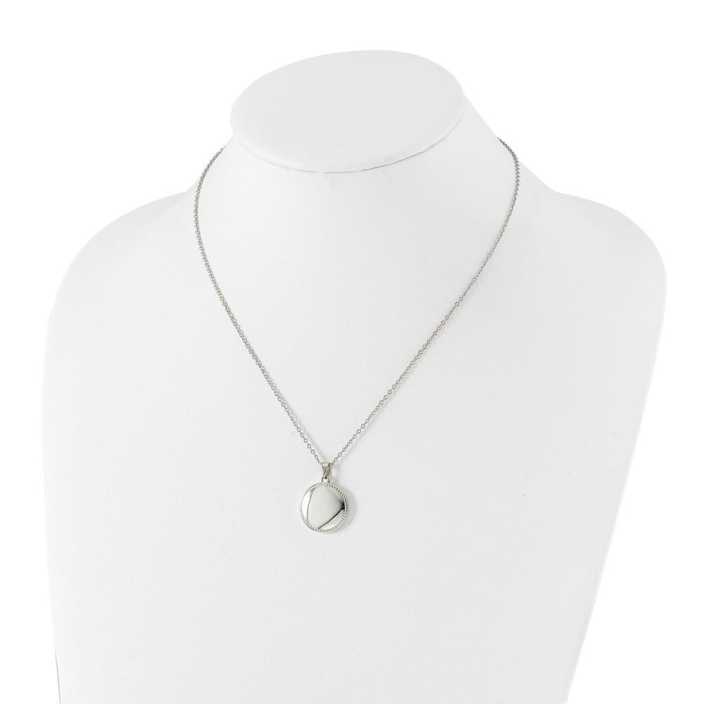 Stainless Steel Polished Puffed Disc 18in Necklace