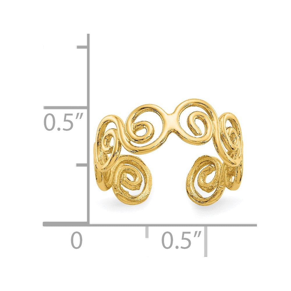 14k Scroll Toe Ring Yellow Gold