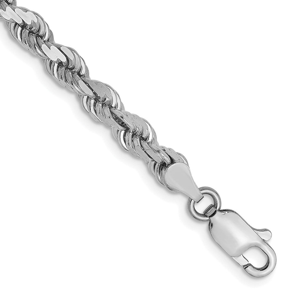 14K White Gold 4mm Diamond-Cut Rope Chain 8  inches