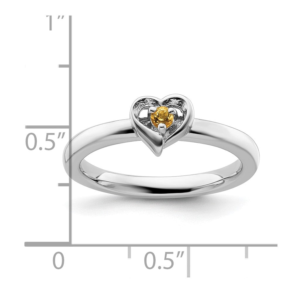 Sterling Silver Stackable Expressions Citrine Heart Ring Size -7