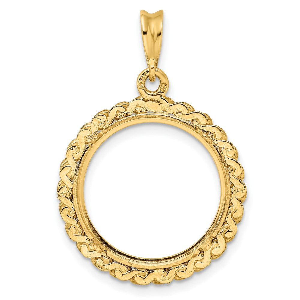 Wideband Distinguished Coin Jewelry 14k Polished S Chain 17.8mm Prong Coin Bezel Pendant