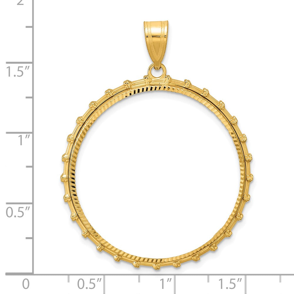 14k Diamond Cut Columns with 32.7mm Prong Coin Bezel Pendant