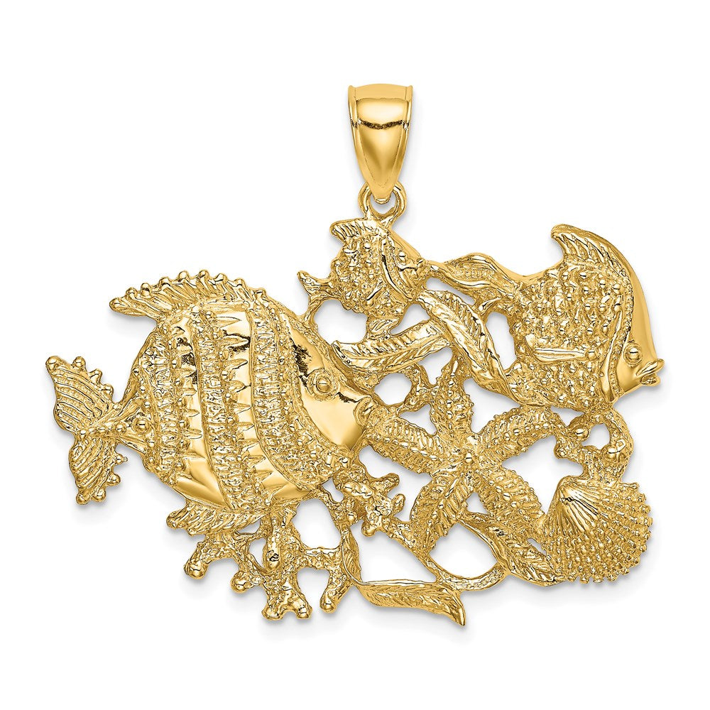 14K Polished /Textured Aquarium Charm