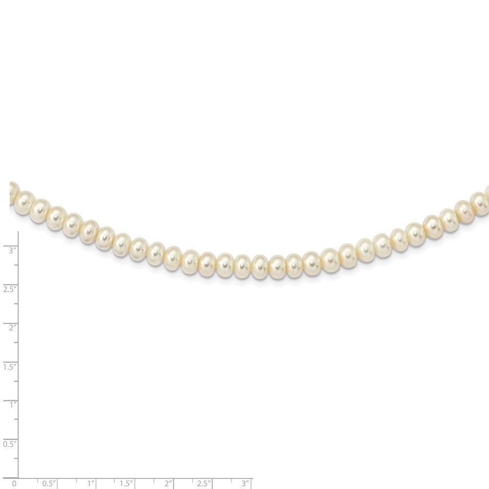 Sterling Silver Rhodium-plated 7-8mm White Near-Round Freshwater Cultured Pearl 18 inch Necklace 18 Inches