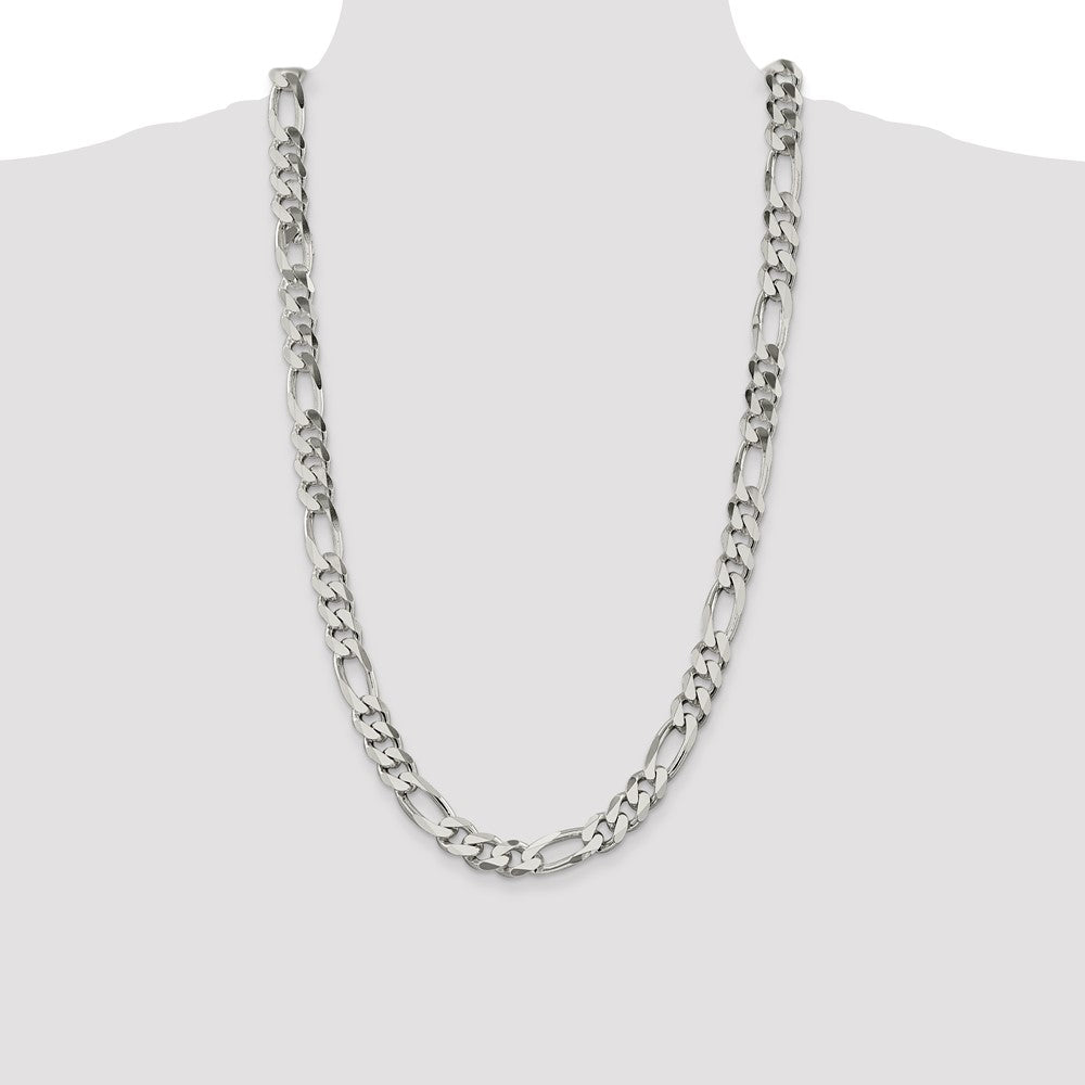 Sterling Silver 10.75mm Figaro Chain 28 Inches